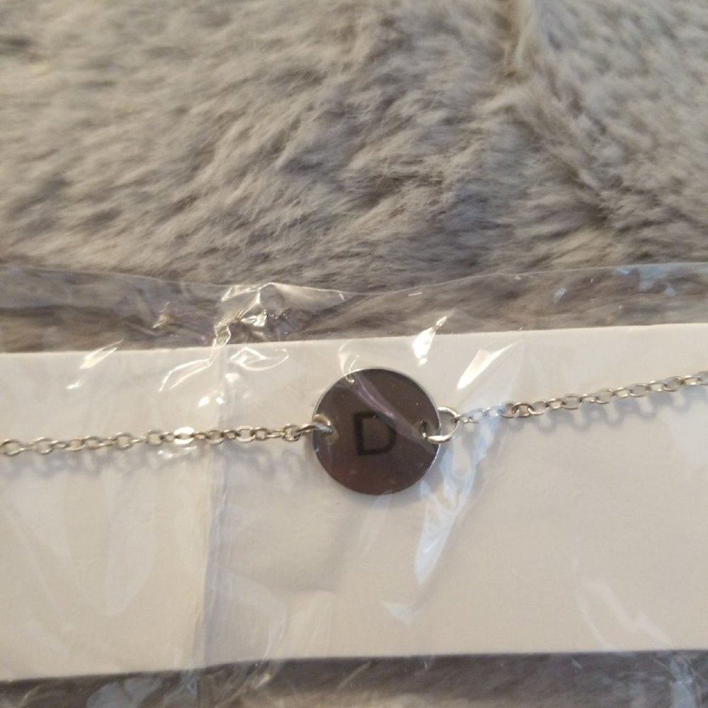 "D" initial silver bracelet new